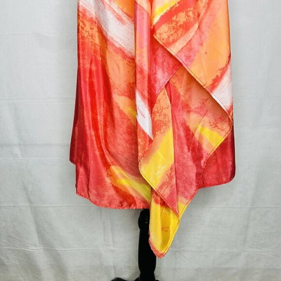 Chicos Sz S/M Overlay Bright Pink Orange Kimono Short Sleeve Poncho Satin - Picture 7 of 10
